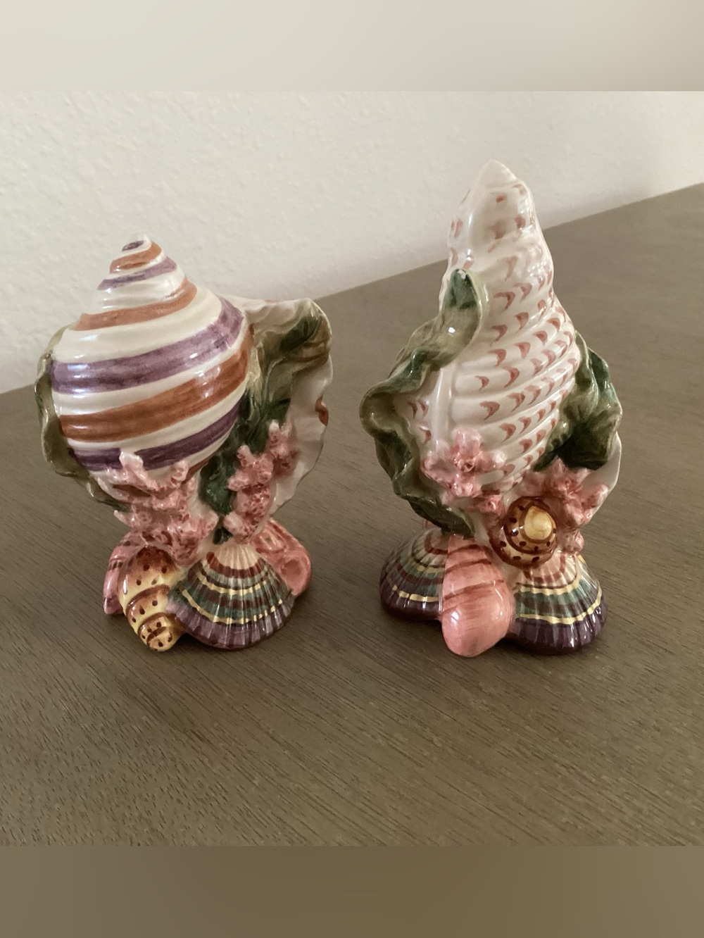 Vintage Fitz And Floyd Classics 1999 Oceana Sea Shell Coastal Salt Pepper Set